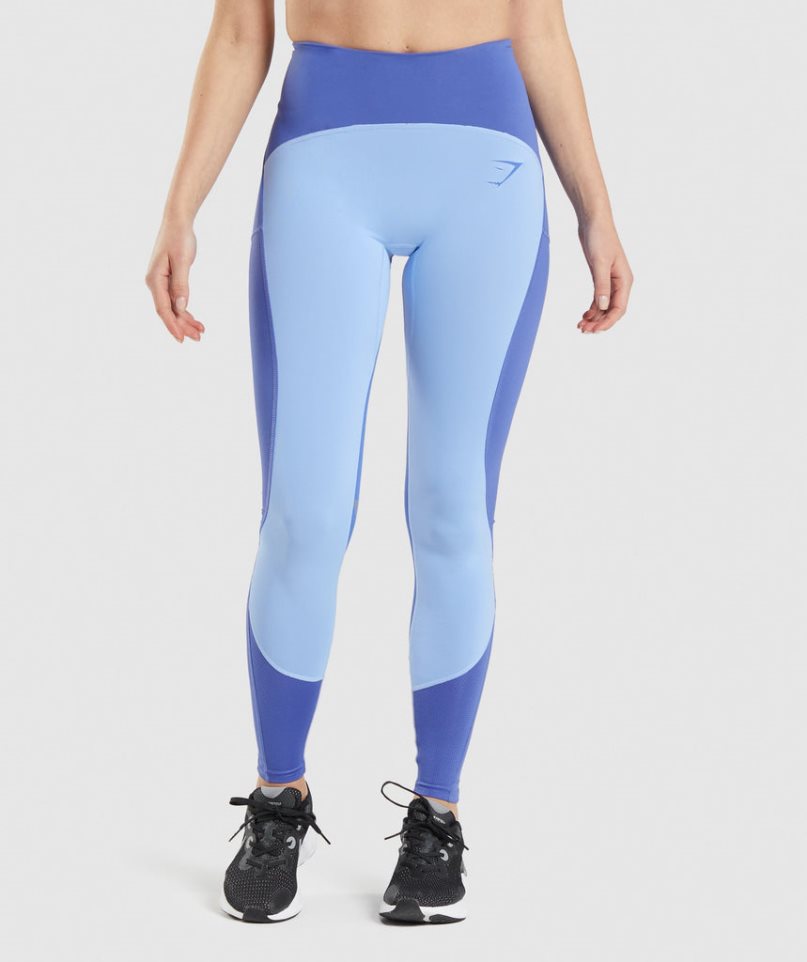 Legginsy Gymshark Pulse Mesh Damskie Niebieskie | PL 257QAK